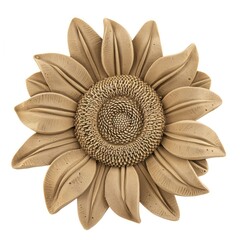 Wall Mural - Sand Sculpture sunflower brooch plant white background.