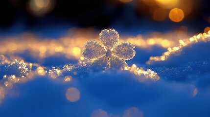 Poster - A beautifully intricate snowflake captured against a blurred background of other snowflakes