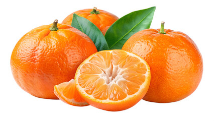 Wall Mural - fresh tow mandarin and half isolated on transparent background png