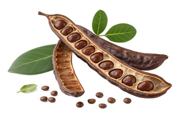 Wall Mural - ripe carob pod with isolated on transparent background png