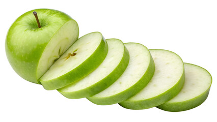 Wall Mural - green apple slices a isolated on transparent background png