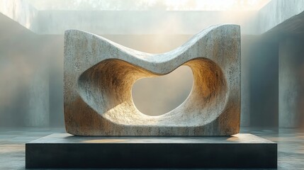 Poster - Abstract stone sculpture displaying organic curves and open space