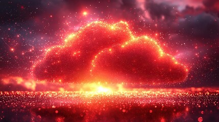 Poster - Vibrant explosion of red and yellow colors illuminating the dark background in a dazzling display