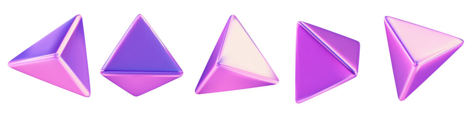 Aufkleber - 3d neon or holographic triangle symbol or icon with different angles. Geometry figure triangle form. Stock vector illustration on isolated background.
