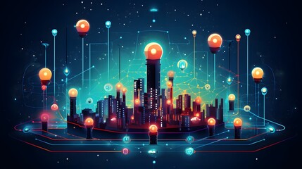 Wall Mural - Automated AI Powered Energy Grid for Optimal Supply and Demand Balance Intelligent Connected and Sustainable Energy Infrastructure for the Future