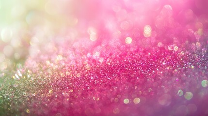 Wall Mural - pink and green glittery abstract background, sparkling bokeh lights, dreamy magic shimmer, out-of-focus sparkles