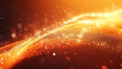 Wall Mural - Abstract orange glowing particles background with bokeh effect.