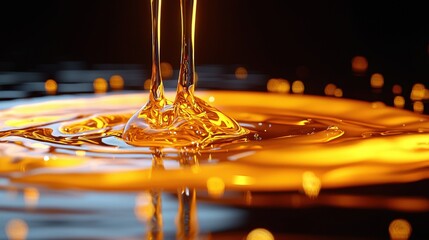 Poster - A small liquid droplet glimmering on a smooth surface captured in stunning detail