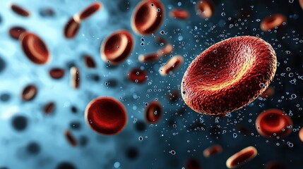 Poster - Magnified view of a blood cell surrounded by other blood cells