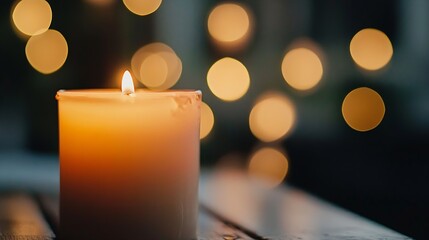 Leinwandbilder - Decorative candle with warm glow creating a cozy atmosphere during evening relaxation : Generative AI
