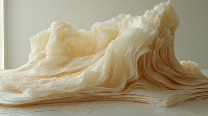 Poster - Close up of a white object covered in thick white paint highlighting texture and artistic features