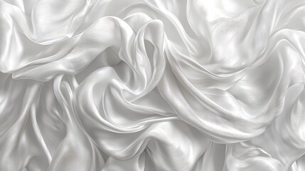 Poster - Elegant background of soft white silk fabric draped in beautiful, flowing waves and folds