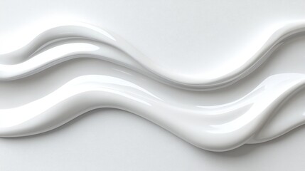 Poster - Abstract composition of thick white liquid in various formations on a smooth surface
