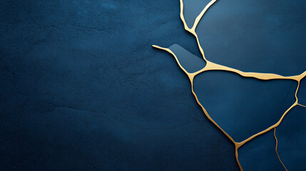 Wall Mural - Blue background with a gold line. Minimalistic background.