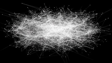 Abstract Network Art, Spider Web Design in Black and White, Intricate Lines Pattern, Digital Abstract Art Print