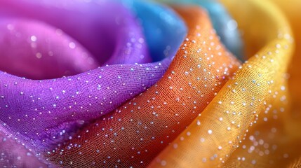 Poster - Closeup view of a vibrantly colored scarf displaying intricate patterns and textures