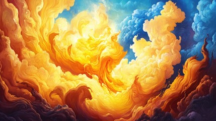 Poster - Vibrant Sky with Swirling Clouds and Fiery Sunset Colors