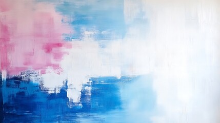 Poster - Modern abstract painting featuring a soft blend of blue and pink hues creating a dreamy and serene atmosphere : Generative AI