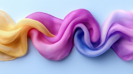 Poster - Three vibrant colored silks arranged beautifully on a deep blue background for artistic display