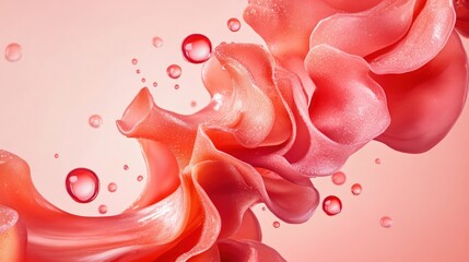 Aufkleber - Elegant Waves of Pink Fabric Flowing with Droplets in Motion