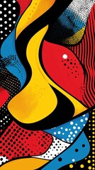 Aufkleber - Abstract colorful design featuring vibrant shapes and patterns with a dynamic composition