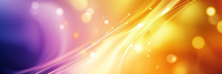 Poster - Abstract Light Trails Vibrant Neon Purple and Soft Yellow Background with Forest Green Accents