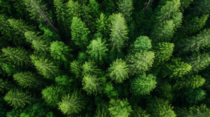 Poster - Aerial view of a dense forest canopy displaying lush green trees in various shades and textures : Generative AI