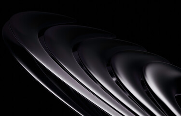 Poster - Elegant Dark Fluid Shapes in High Contrast Digital Art