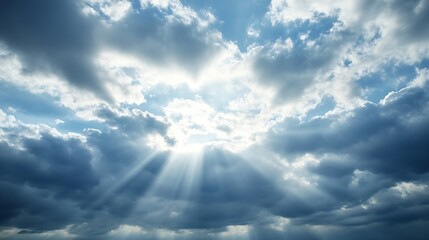 Poster - Dramatic clouds with rays of sunlight breaking through the sky creating a stunning atmosphere : Generative AI