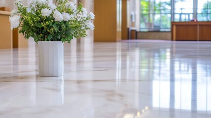 Leinwandbilder - Elegant white flower arrangement in a modern interior space with glossy marble flooring : Generative AI