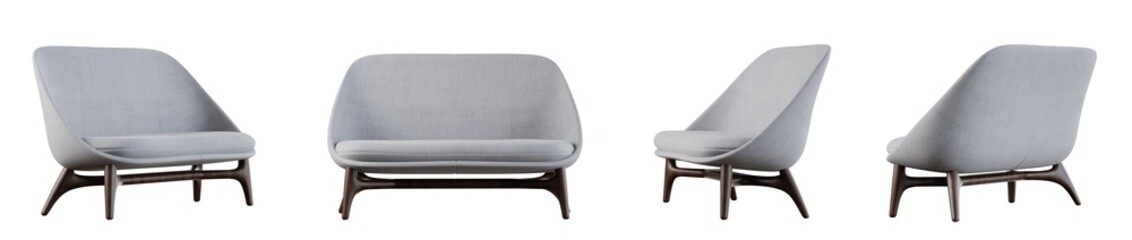 Poster - Small sofa set isolated on transparent background. 3D render.