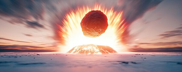 Aufkleber - Asteroid impact idea. A vivid depiction of a celestial body colliding with a planet's surface.