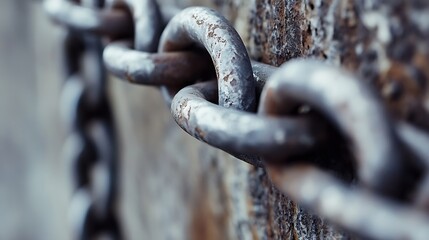 Poster - Closeup view of a rusted metal chain linking together showcasing textures and the passage of time : Generative AI