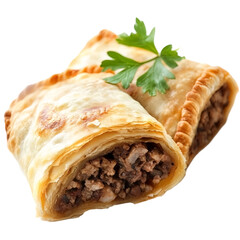 Wall Mural - Delicious Flaky Pastry Rolls Filled with Savory Ground Beef