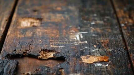Aufkleber - Weathered wooden surface with visible scratches and texture details : Generative AI