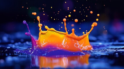 Poster - Vibrant, multicolored paint splatters move dynamically, creating an eye-catching abstract wallpaper design