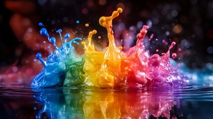 Poster - Engaging Fluid Abstract Featuring Vibrant Paint Splashes and Expressions, Perfect for Digital Wallpapers, Graphic Design, and Creative Multimedia Projects