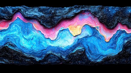 Poster - An artistic painting of a majestic wave set against a striking black background for dramatic effect