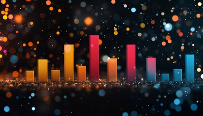 Poster - Financial Data Chart, Colorful Columns Represent Growth, Vibrant Business and Finance Concept