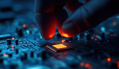 Poster - Installing a Microchip: Precisely Placing the Central Processing Unit onto a Circuit Board with Care