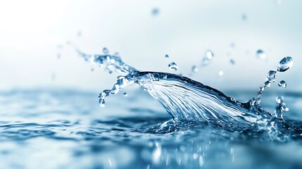 Poster - Dynamic Water Splash Captured in Crystal Clear Focus Against Minimalistic Light Background : Generative AI