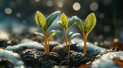 Sticker - Sprouting seedlings in morning frost