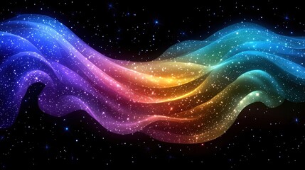 Poster - Stunning abstract space background featuring colorful waves and twinkling stars