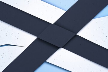 Leinwandbilder - Abstract geometric composition featuring intersecting blue and black shapes on a light background