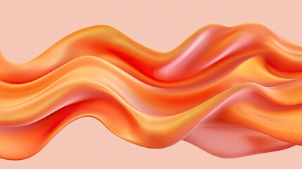 Poster - Flowing peach-colored silk fabric waves with smooth, soft folds and delicate highlights, evoking warmth and elegance.