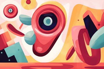 Leinwandbilder - Vibrant abstract composition featuring dynamic shapes and bold colors in a contemporary artistic style