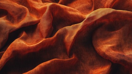 Poster - Warm terracotta fabric waves with natural folds, soft matte texture, and earthy, organic tones.