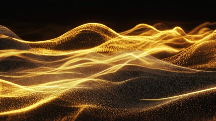 Poster - Abstract energy-infused golden light waves forming fluid, glowing patterns over a black background.