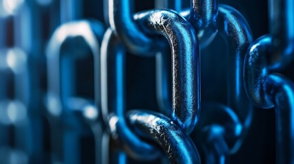 Poster - Close Up View of Metallic Chains Highlighting the Strength and Durability of Industrial Equipment : Generative AI
