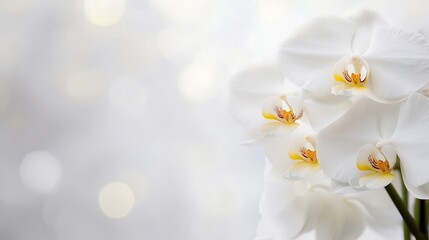 Aufkleber - Elegant White Orchids Blooming Gracefully Against a Soft Blurred Background : Generative AI